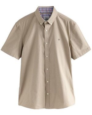 Next Langarmhemd Oxford-Kurzarmhemd Mit Stretch (1-Tlg) - Natur