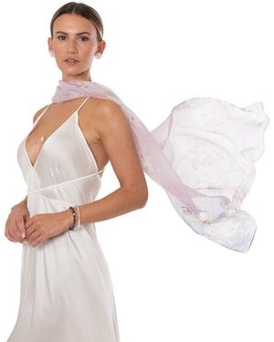 MayTree Seidenschal Seidenchiffon Magnolie zartes Flieder 70 x 180 cm - Weiß