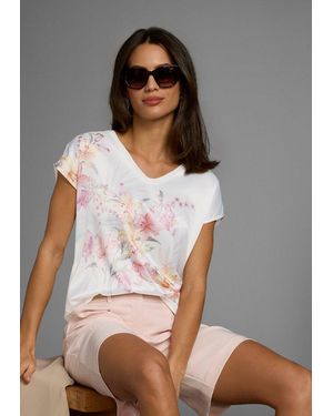 Laura Scott Shirtbluse Mit Edel-Dezentem Blumendruck Auf Satin - Grau