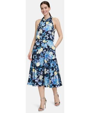 Vera Mont Cocktailkleid Damen Mit Stehkragen Druck - Blau
