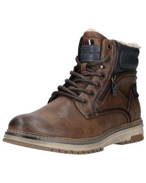 Tom Tailor Stiefelette Lederimitat Schnürstiefelette - Braun