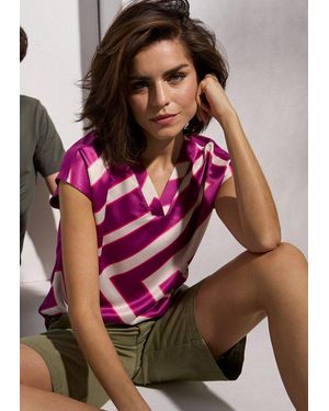 Laura Scott Satinbluse Im Materialmix, Vorne Satin, Hinten Weicher Jersey - Pink