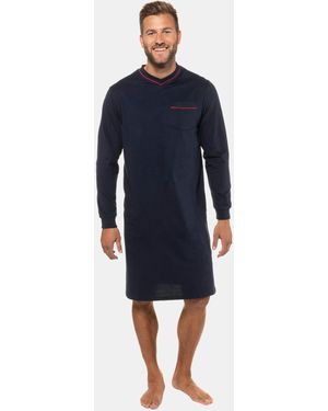 JP1880 Schlafanzug Nachthemd Homewear uni Langarm - Blau