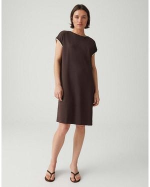 Opus Shirtkleid Mit Kontrastfarbener Paspel Lockerer Fall Mit Praktischen Taschen - Braun