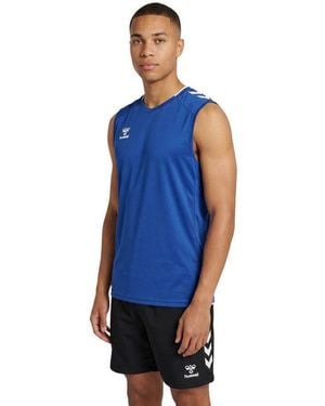 Hummel Tanktop Sport-Tank Hmlcore 2.0 Jersey (100% Rec. Polyester) /Weiss Herren - Blau