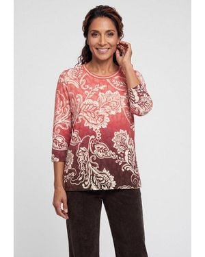 Olsen T-Shirt Mit Panneaux-Print Und Rundhalsausschnitt - Rot