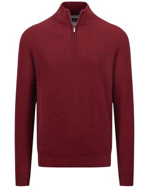 Fynch-Hatton Strickpullover Troyer-Zip, Structure - Rot