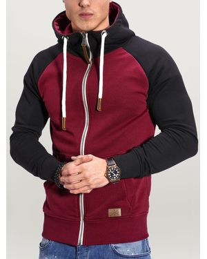 behype Sweatjacke mit Raglan-Ärmeln - Rot