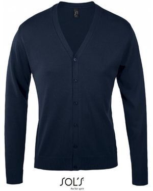 Sol's Golden Men V-Neck Knitted Cardigan - Blau