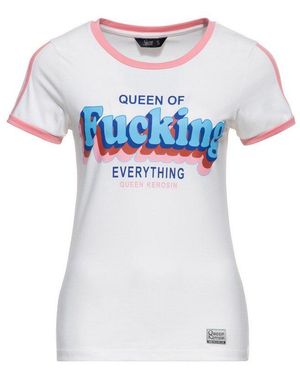 Queen Kerosin Print-Shirt Queen Of Fucking Everything (1-Tlg) Im Retro-Design - Weiß