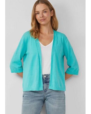 S.oliver Cardigan Strickjacke Feinstrickcardigan Aus Baumwolle Mit 3/4-Ärmeln - Blau