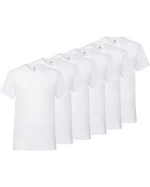 Fruit Of The Loom T-Shirt (Packung, -tlg) aus Baumwolle, V-Ausschnitt, 6-teilig - Weiß