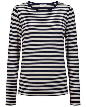 Freequent Langarmshirt Fqliana-Tee Im Streifen-Look Viskose-Stretch - Blau