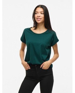 Vila Rundhalsshirt Vidreamers New Pure T-Shirt/Su-Noos Baumwollmischung, Regular Fit - Grün