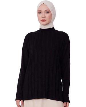 Armine Langarmbluse Armine Pullover – Moderne und elegante Hijab-Mode - Schwarz