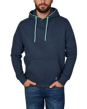 Riverso Kapuzenpullover Herren Hoodie Rivsandro Regular Fit Longsleeve Sweatshirt Mit Cross-Over-Kragen Und Kängurutasche - Blau