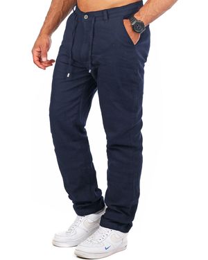 Carisma Chinos Leinen Baumwoll Mix Hose lang angenehm regular fit 2220-RF in Unifarbe - Blau