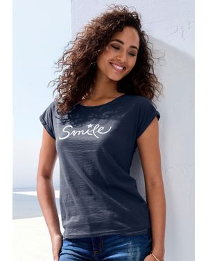 Beachtime Shirt mit Frontdruck "Smile" aus weicher Baumwoll-Qualität - Blau