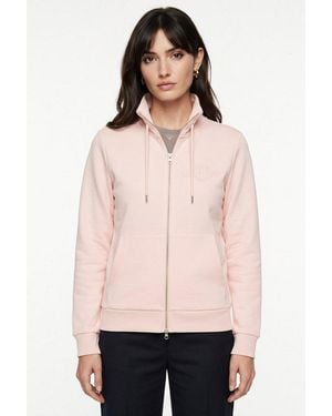 GANT Kapuzensweatjacke Reg Tonal Shield Zip Hoodie Markenstickerei, Kapuze, Rippbündchen - Pink