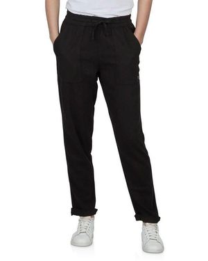 DENIMFY Chinohose Damen Leinenhose Dflinda Regular Fit Sommer Freizeithose Mit Taschen - Schwarz