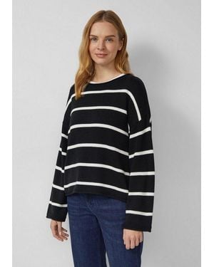 S.oliver Longpullover Strickpullover Gestreifter Pullover Im Relaxed Fit - Blau