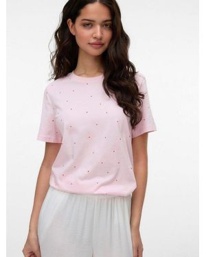 Vero Moda Kurzarmshirt Vmpaulina Aop Ss T-Shirt Ga Jrs Noos Baumwolle, Regular Fit - Mehrfarbig