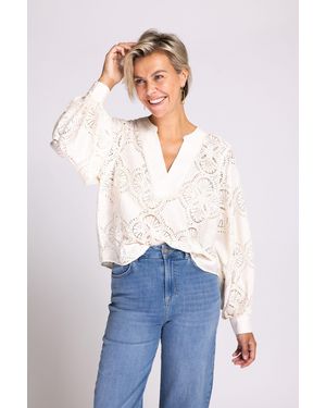Zhrill Langarmbluse ROMY mit Häkel-Details - Blau