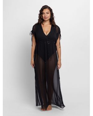 DORINA Strandkleid Sabrina tiefer V-Ausschnitt - Schwarz
