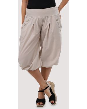 malito more than fashion 23286P kurze low waist Aladinhose Caprihose in Unifarben Einheitsgröße - Natur