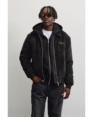 PEGADOR Bomberjacke Clusone Cord Bomber Jacket Kunstfaser, Regular Fit - Schwarz