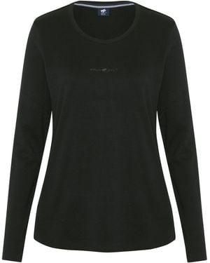 Polo Sylt Langarmshirt im Label-Design - Schwarz