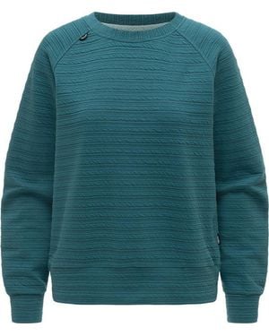 Ragwear Rundhalspullover Joann Crepe Leichter Pullover Mit Gestreifter Prägung - Grün