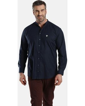 Charles Colby Langarmhemd DUKE TANCRED +Fit Kollektion, Leinenoptik - Blau
