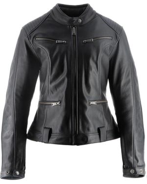 Helstons Motorradjacke Vipere Motorrad Lederjacke Rückenprotektor enthalten,herausnehmbares Innenfutter - Schwarz