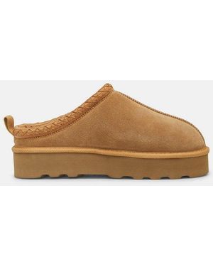 S.oliver Pantoletten Slipper Pantoletten Aus Leder Mit Plateausohle - Braun