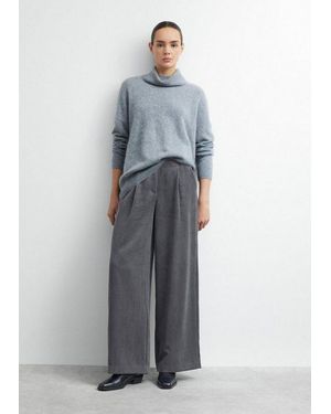 Comma, Chinos Hose Cordhose Mit Wide Leg - Grau