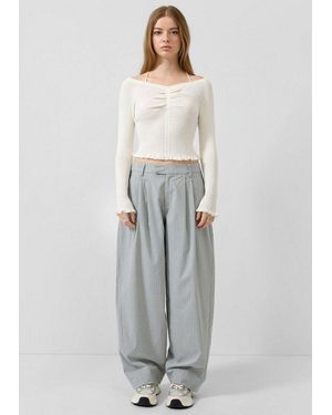 QS Chinos Hose Nadelstreifen-Barrelhose - Grau