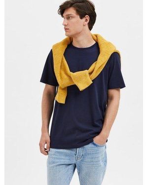 SELECTED Rundhalsshirt Slhaspen Ss O-Neck Tee Noos - Blau