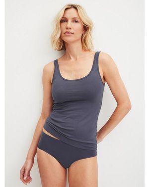 CALIDA Shirttop Essential Cotton Baumwoll-Mix, Single Jersey, Elastisch, Rundhalsausschnitt - Blau