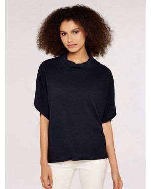 Apricot Rollkragenpullover Cape - Blau