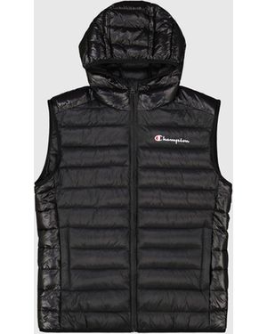 Champion Anorak Polyfilled Vest Ärmellose wattierte Weste mit Kapuze schwarz