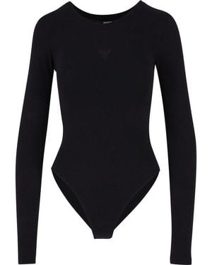 Urban Classics Langarmshirt Damen Ladies Stretch Jersey Longsleeve Body (1-Tlg) - Schwarz