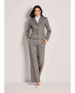 Madeleine Kurzblazer Taillierter Businessblazer Mit Reverskragen Eleganter Einreiher Mit Reverskragen, Hornknöpfen Und Langen Ärmeln - Grau