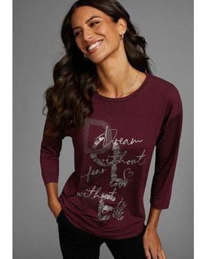 Laura Scott 3/4-Arm-Shirt Mit Glitzerpint - Rot