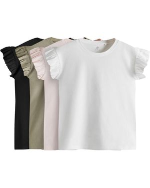 The Set T-Shirt mit Rüschen aus Baumwolle, Stk. (4-tlg) - Weiß