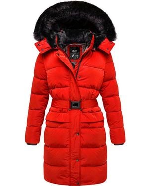 REPUBLIX Winterjacke Everly Damen Gefütterte Dicke Winter Jacke Mantel Parka Mit Kapuze - Rot