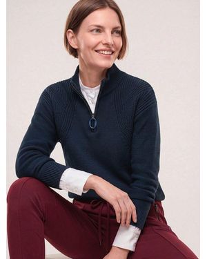 Walbusch Troyer Damen Pullover Mit Troyerkragen Troyer-Kragen, Modern, Wärmend - Blau