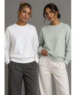 Flashlights Sweatshirt (2Er-Pack) Im Basic-Stil, Langarm, Rundhalsausschnitt, Mit Rippbündchen - Grau