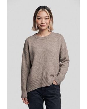 ONLY Rundhalspullover Onlalivia Ls High-Low O-Neck Noos Knt Materialmix, Regular Fit - Natur