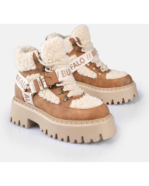 Buffalo Aspen Com Mid Warm Plateaustiefelette Winterboots, Schnürboots, Stiefelette Mit Kuscheligem Warmfutter - Mettallic